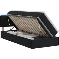 vidaXL Cama con almacenamiento LED, con colchón, color negro, 90 x 190 cm, tapizada en terciopelo