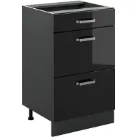 Vicco Mueble bajo de cocina R-Line Negro brillo intenso/Antracita 50 cm sin encimera, Model 69874
