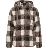 Ulla Popken Sudadera con cremallera beige / marrón oscuro