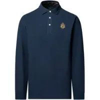 Hackett London para hombre. HM5500043 Polo de manga larga Crest marino (L), Casual, Algodón, Clásico, outlet 2026.