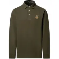 Hackett London para hombre. HM5500043 Polo Crest de manga larga verde (M), Casual, Algodón, Clásico, outlet 2026.