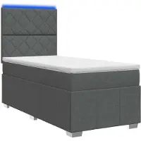 Syfax Cama con somier y colchón LED, color gris oscuro, 90 x 190 cm, tapizada en tela