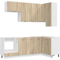 vidaXL Módulo de cocina LYON, 8 piezas, melamina color roble Sonoma