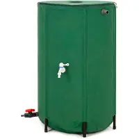 Springos Regentonne plegable de 250 litros para almacenamiento de agua de lluvia, con grifo y depósito de recogida