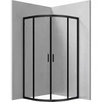 Deante Cabina de ducha Funkia Nero, semicircular, vidrio transparente, 80x80 cm