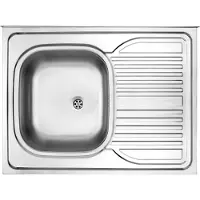 Deante Tango: Fregadero de una cuba con tablero de pared, acabado decorativo, acero inoxidable de 500µm, 800x600x150 mm, desagüe de 2 pulgadas, modelo ZM6_311P