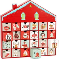 Ed Brubaker Calendario de Adviento para rellenar - Casita navideña - Calendario de Navidad hecho a mano con 24 compartimentos para vales, dulces - Altura: 40,5 cm - Fabricado en cartón