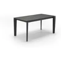 STONES Mesa extensible Horus con plato de cerámica sobre cristal, mármol Portoro negro y estructura metálica color antracita, de 160 a 240 cm – Diseño moderno