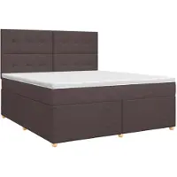 Syfax Cama con somier y colchón, color marrón oscuro, 140 x 200 cm, tapizada en tela