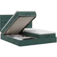 Syfax Diván otomano con colchón y cabecero, 2 unidades, color verde oscuro, tapizado en terciopelo