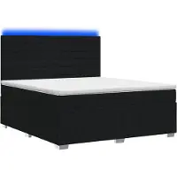 Syfax Cama con somier y base LED, con colchón, color negro, 140 x 200 cm, tapizada en tela