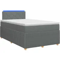 vidaXL Cama con somier y colchón de la marca , color gris oscuro, dimensiones 120 x 200 cm, tapizada en tela