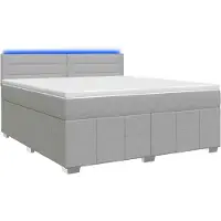 Syfax Cama con somier y colchón, color gris claro, 140 x 200 cm, tapizada en tela