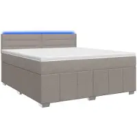 Syfax Cama con somier y colchón, color taupe, 140 x 200 cm, tapizada en tela