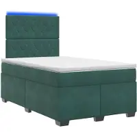 Syfax Cama con somier y colchón, color verde oscuro, 120 x 190 cm, tapizada en terciopelo