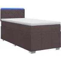 Syfax Cama con somier y colchón, color marrón oscuro, 90 x 200 cm, tapizada en tela