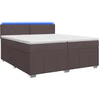 Syfax Cama con somier y colchón, color marrón oscuro, 200 x 200 cm, tapizada en tela