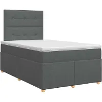 Syfax Cama con somier y colchón, color gris oscuro, 120 x 190 cm, tapizada en tela