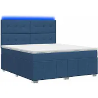 Syfax Cama con somier y colchón LED, color azul, 160 x 200 cm, tapizada en tela