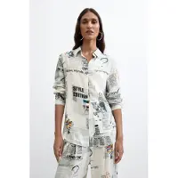 Desigual Blusa genciana / mostaza / negro / blanco