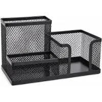OEM VHV - Organizador de escritorio con 3 compartimentos - Portalápices de metal con espacio para notas y base antideslizante - - Oficina