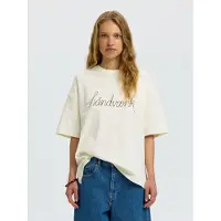 Selected Camiseta taupe / blanco