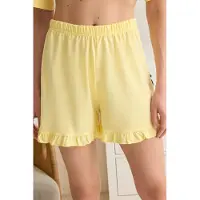 Trendyol Pijama de pantalón corto azul claro / amarillo claro / negro / blanco
