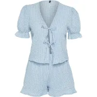 Trendyol Pijama de pantalón corto azul claro / offwhite