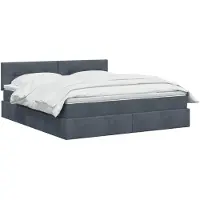vidaXL Cama con almacenamiento LED, color gris oscuro, 140 x 190 cm, tapizada en terciopelo