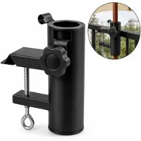 Benza Soporte para sombrilla de balcón – Abrazadera metálica para balcón, ideal para sombrillas de hasta Ø 38 mm – Ajustable – Color antracita