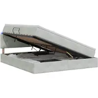 vidaXL Cama con almacenamiento LED y colchón, color gris claro, 140 x 200 cm, tapizada en terciopelo