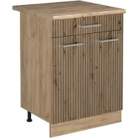 Vicco Mueble bajo de cocina R-Line Roble artesanal/Roble dorado 60 cm con cajón encimera Roble dorado, Model 61194