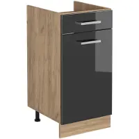 Vicco Mueble bajo de cocina R-Line Antracita alto brillo/Roble dorado 40 cm sin encimera, Model 61138