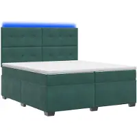Syfax Cama con somier y colchón, color verde oscuro, 200 x 200 cm, tapizada en terciopelo