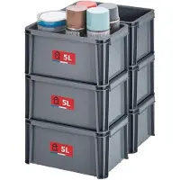 Markenlos Bandejas reforzadas de almacenamiento y manipulación - apilables y combinables - 6 piezas - gris