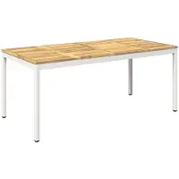 vidaXL : Mesa de jardín blanca, 147 x 88,5 x 75 cm, madera maciza de acacia