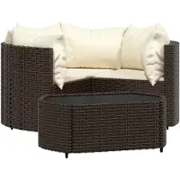 Syfax Set muebles de jardín 4 piezas y cojines ratán sintético marrón