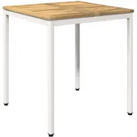 vidaXL Mesa de jardín blanca, 70 x 68,5 x 75 cm, madera maciza de acacia
