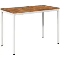vidaXL : Mesa de jardín, color natural y blanco, 108,5 x 55 x 75 cm