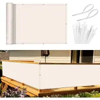 Markenlos Toldo para balcón, 90 x 400 cm, color crema, resistente al viento y a los rayos UV
