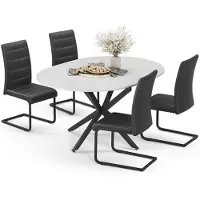Vicco Set de mesa de comedor Loyd Blanco/ 120 x 120 cm con 4 sillas de comedor, , Model 63012