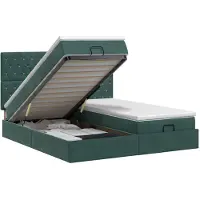 Syfax Dos otomanos con tapicería de terciopelo verde oscuro, con colchón y reposacabezas