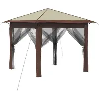 vidaXL : Gazebo con 4 paredes laterales, 2,6 x 2,6 m, color crema y marrón