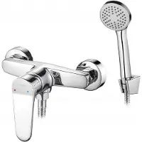 Kuchinox | Batería de ducha mural - Cromo - Control ergonómico - Latón de alta calidad - Grifería para baño