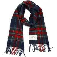 Barbour Bufanda Tartan de lana y cachemira azul marino de Azul Azul marino