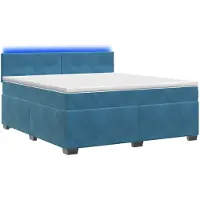 vidaXL Cama con somier y colchón, con iluminación LED azul, 140 x 190 cm, tapizada en terciopelo