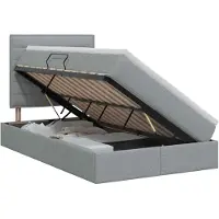 vidaXL Cama con almacenamiento y colchón, color gris claro, 120 x 200 cm, tapizada en tela