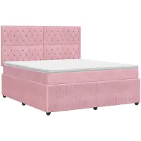 Syfax Cama box spring con colchón Rosa 160 x 200 cm Terciopelo