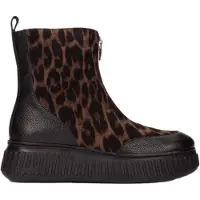 Wonders para mujer. A-5202_5729_10888 Botines de Piel Xfly 02 marrón (40), Plano, Cremallera, Casual, Animal print, outlet 2026.