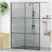 vidaXL Pared para ducha tipo cabina, color negro, 140 x 195 cm, vidrio templado